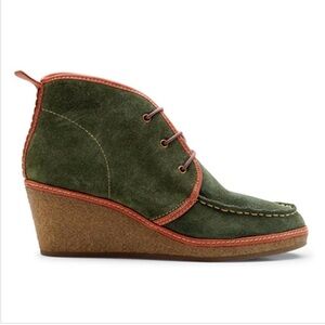 OluKai Green Wali Suede Wedge Lace Up Boots